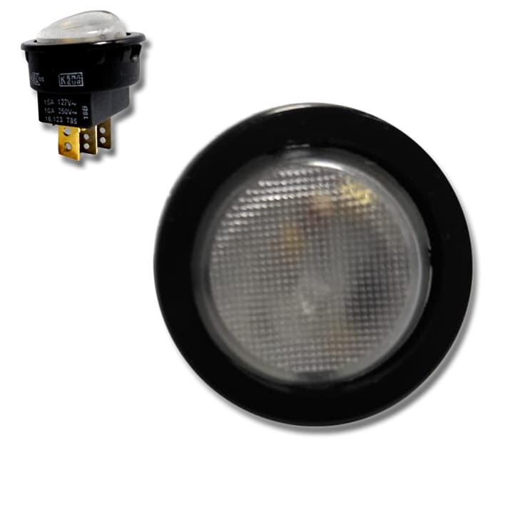 TECLA ASSADOR ELÉTRICO ARKE BOTÃO PRETO 3-FIOS CAPA BRANCA C/LUZ LED VERMELHA - BIV 110V15A 220V10A - LIGA/DESLIGA RESISTÊNCIA DA ARKE - foto 1 de 3