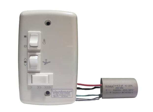 CHAVE PARA VENTILADOR DE TETO 3 VELOCIDADES 110V LIGA 1 LAMPADA 06,5UF (2,0+4,5) - CHAVE ARGE ECONOMIC - CHAVE ARGE BRIOS 110V - foto 1 de 1