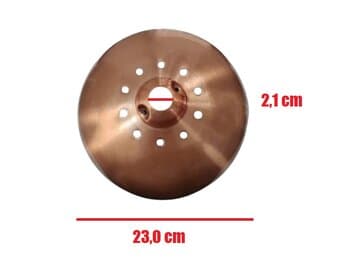 CANOPLA INFERIOR P/VENTILADOR DE TETO VOLARE - ALUMÍNIO COR COBRE EXTRA GRANDE - DIAM EXT.23,0CM - ENCAIXE HASTE 2,2CM