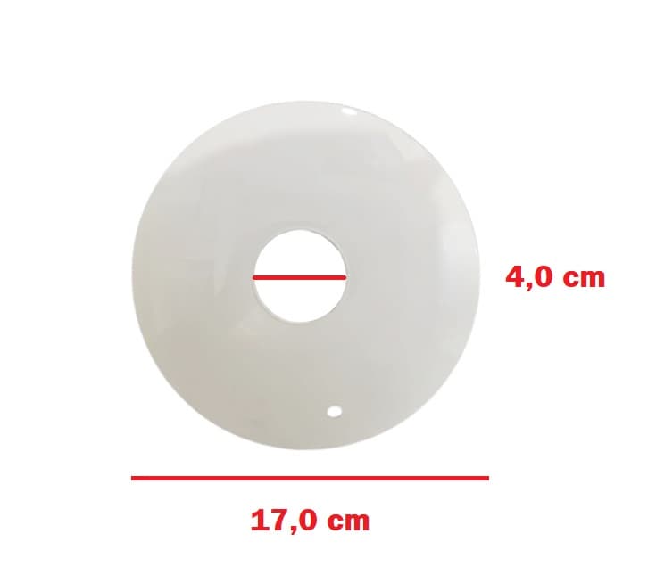 CANOPLA SUPERIOR VENTILADOR DE TETO VENTI-DELTA EFYX LUNIK - BRANCA - C/FURO P/SENSOR CONTROLE REMOTO DELTA - DIÂM.EXT.16,5CM - ENCAIXE EM HASTE 3,9CM - foto 1 de 3