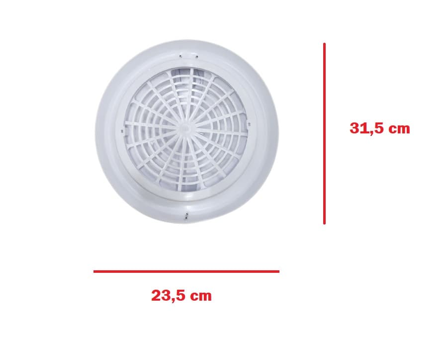 GRADE DE 31,50CM P/EXAUSTOR ITC TRADICIONAL - ACABAMENTO EXTERNO 31,5CM - AUTO FECHANTE C/TAMPA - SAÍDA DE AR/FURO DE INSTALAÇÃO: Ø 250 MM - foto 1 de 3