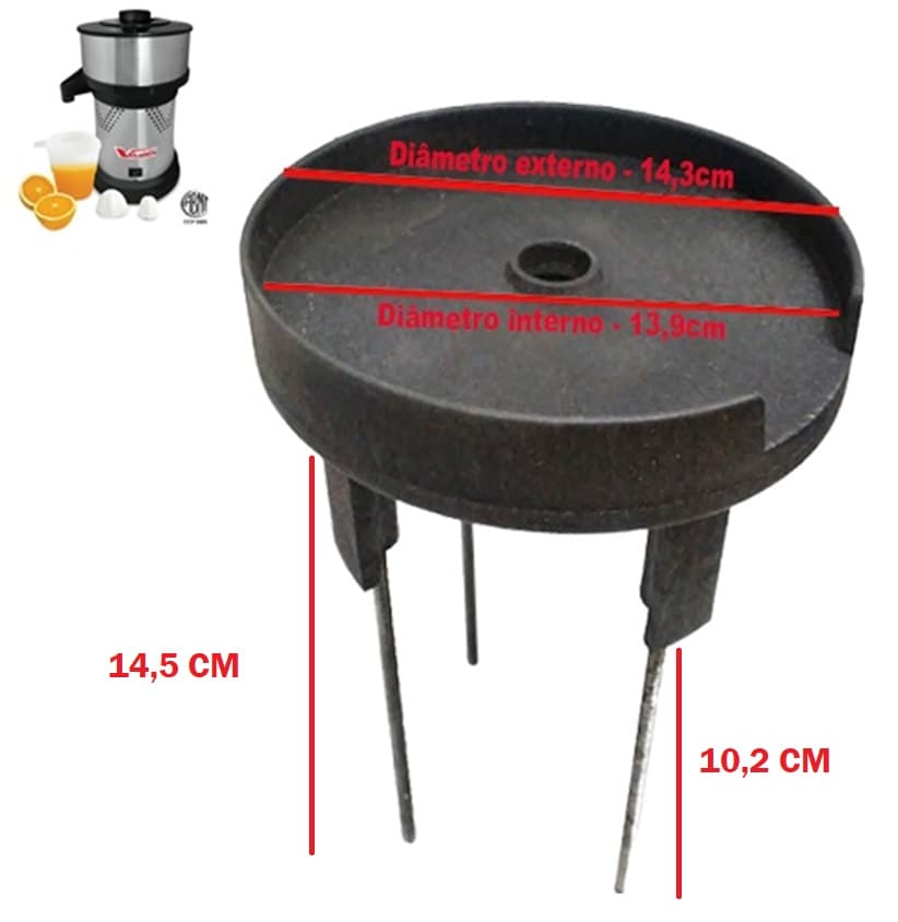 BASE SUPERIOR DO CORPO DO MOTOR ESPREMEDOR/EXTRATOR VITALEX MEDIO INOX - USAR C/ROL 6201 - DIAM.EXT.14,5CM DIST. DOS PRISIONEIROS 7,5CM - foto 1 de 3