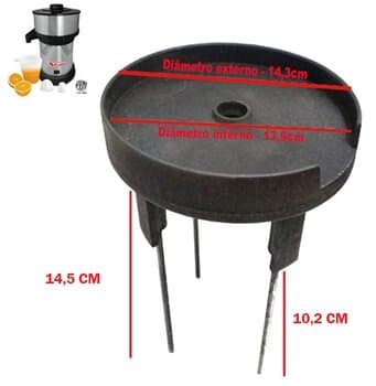 BASE SUPERIOR DO CORPO DO MOTOR ESPREMEDOR/EXTRATOR VITALEX MEDIO INOX - USAR C/ROL 6201 - DIAM.EXT.14,5CM DIST. DOS PRISIONEIROS 7,5CM