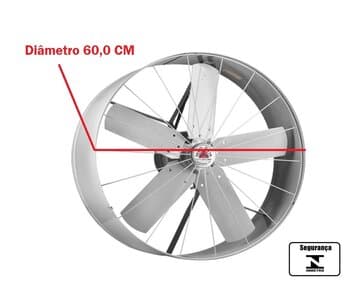 EXAUSTOR DE 60CM VENTI-DELTA COMERCIAL CINZA 110V20,0UF VAZÃO 09000M3/H 1580RPM 1/3CV 76DB 25MMCA - C/CHAVE DE REVERSÃO