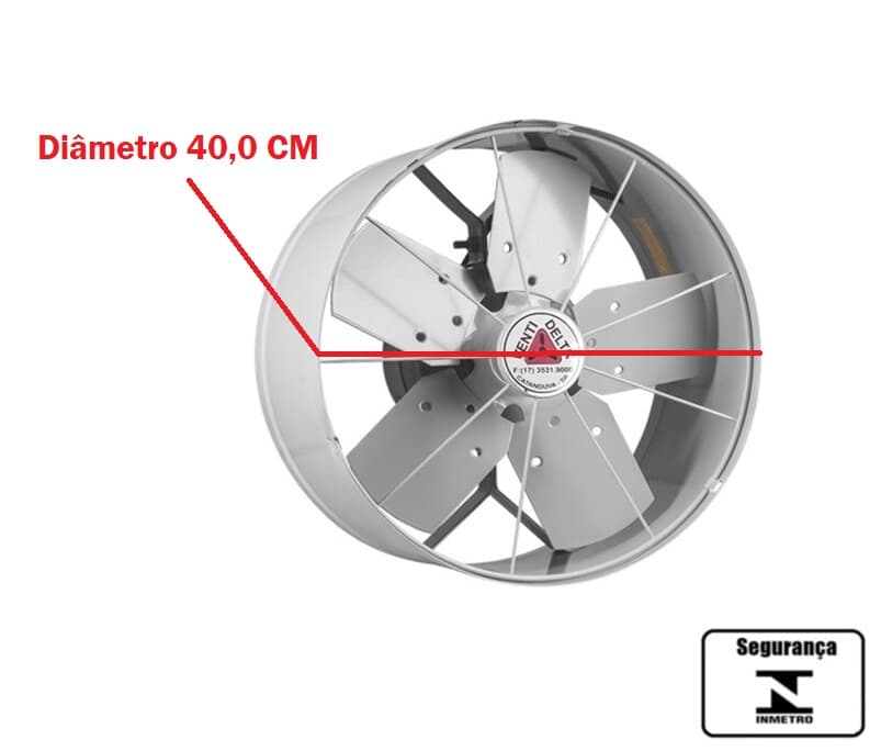 EXAUSTOR DE 40CM VENTI-DELTA 110V130W USO COMERCIAL - ALTA VAZAO-04200M3H B/RPM-1600 1/4CV - CINZA 5PAS C/CHAVE REVERSAO - foto 1 de 3