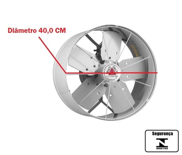 EXAUSTOR DE 40CM VENTI-DELTA 220V130W USO COMERCIAL - ALTA VAZAO-04200M3H B/RPM-1600 1/4CV - CINZA 5PAS C/CHAVE REVERSAO - foto 1 de 3