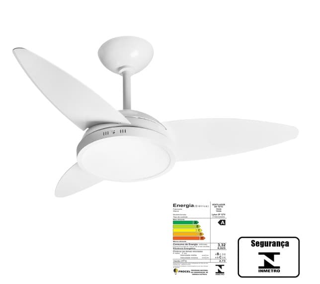 VENTILADOR DE TETO TRON NEW LYKAN 110V 130W COR BRANCA 3PÁS PL LUMINÁRIA LED24W 6000K LUZ BRANCA CHAVE 3VEL - LINHA LED - foto 1 de 3
