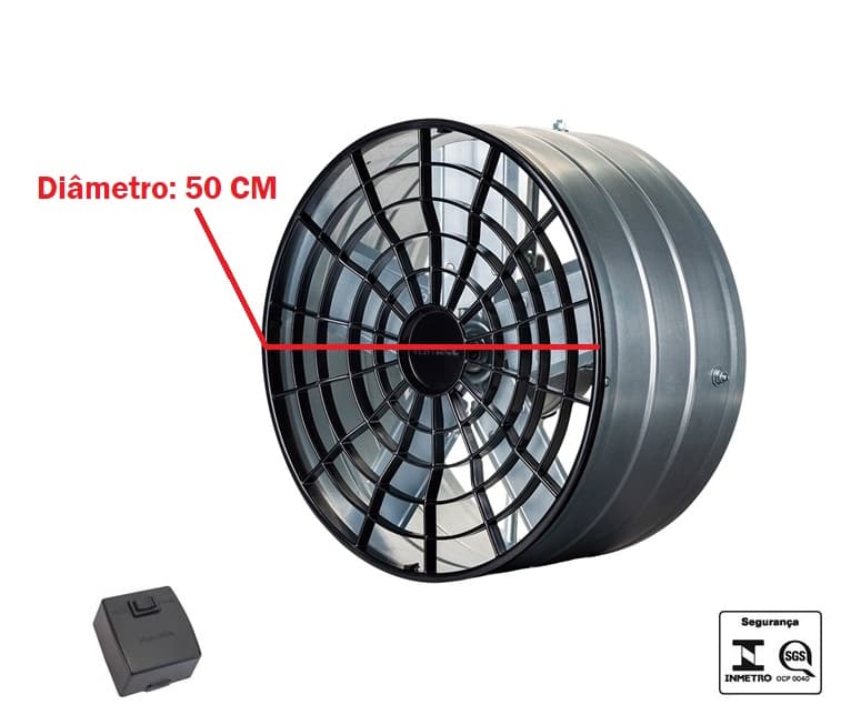 EXAUSTOR DE 50CM VENTISOL 110V150W A/VAZÃO 05000M3/H 1200RPM 1/4CV - VENTILADOR AXIAL 50CM COMERCIAL PAREDE E DUTOS DE VENTILAÇÃO - foto 1 de 4