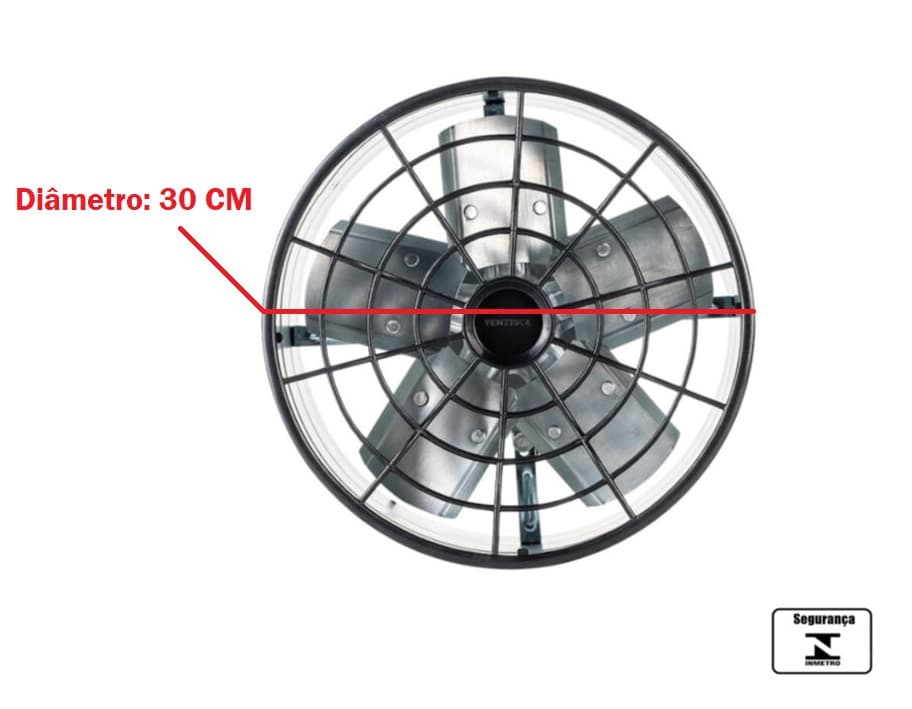 EXAUSTOR DE 30CM VENTISOL 110V130W USO COMERCIAL 5PAS CINZA ALTA VAZÃO-1500M3/H BAIXA ROTAÇÃO-1650RPM C/CHAVE REVERSÃO - foto 1 de 4