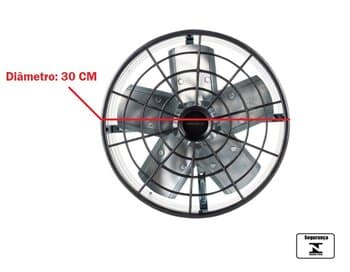 EXAUSTOR DE 30CM VENTISOL 110V130W USO COMERCIAL 5PAS CINZA ALTA VAZÃO-1500M3/H BAIXA ROTAÇÃO-1650RPM C/CHAVE REVERSÃO