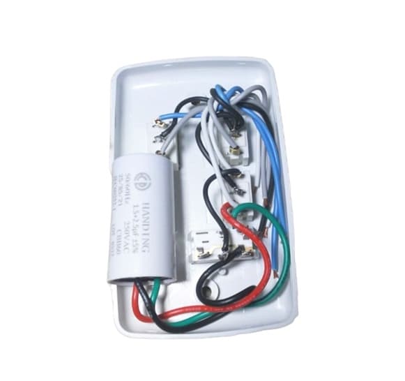 CHAVE P/VENTILADOR DE TETO R2LUZ 3VEL C/CAP.04,0UF 1,5+2,5MF C/REVERSÃO + 2-TECLAS LUZ - P/ARGE LOREN SID RIOPRELUSTRES SPIRIT VENTI-DELTA-220V - foto 1 de 2