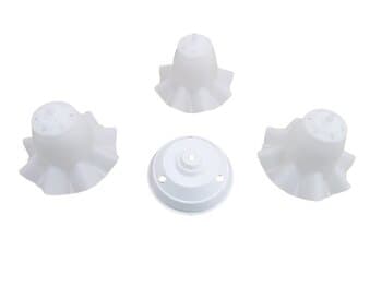 LUMINARIA COMPLETA P/VENTILADOR LOREN SID COR BRANCA - LUSTRE DIAMANTE RUBI - C/3-TULIPAS PL P/3-LÂMPADAS