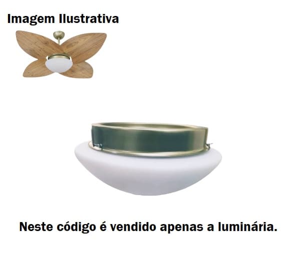 LUMINÁRIA PLAFON P/VENTILADOR DE TETO VOLARE VR42 BASE SUPORTE METAL COR GOLD - VIDRO FOSCO ENCAIXE 225MM - C/2-SOQUETES E27 - foto 1 de 3
