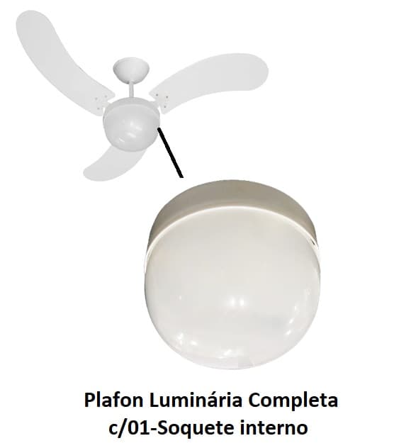LUSTRE PLAFON P/VENTILADOR DE TETO VENTI-DELTA NEW MONTANA PARATY - BRANCO C/GLOBO PLÁSTICO 20CM 1-SOQUETE - foto 1 de 3