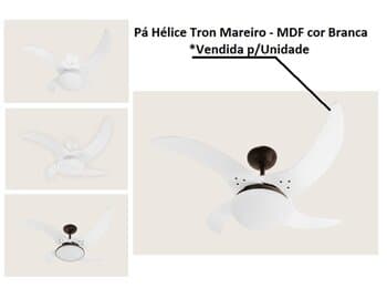 PÁ HÉLICE P/VENTILADOR DE TETO TRON MAREIRO MAREIRO LED LINHA MÁXIMO - MDF FACÃO CURVA COR BRANCA PONTA FINA - *VENDIDA P/UNIDADE*