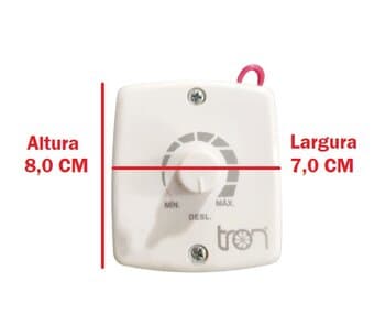 CHAVE P/VENTILADOR TRON DE PAREDE 50/60CM MOTOR ATE 200W - C/CAIXA FUNDO MINI 7X8CM - CONTROLE C/DIMER ROTATIVO BIVOLTS 200W COM CLIQUE