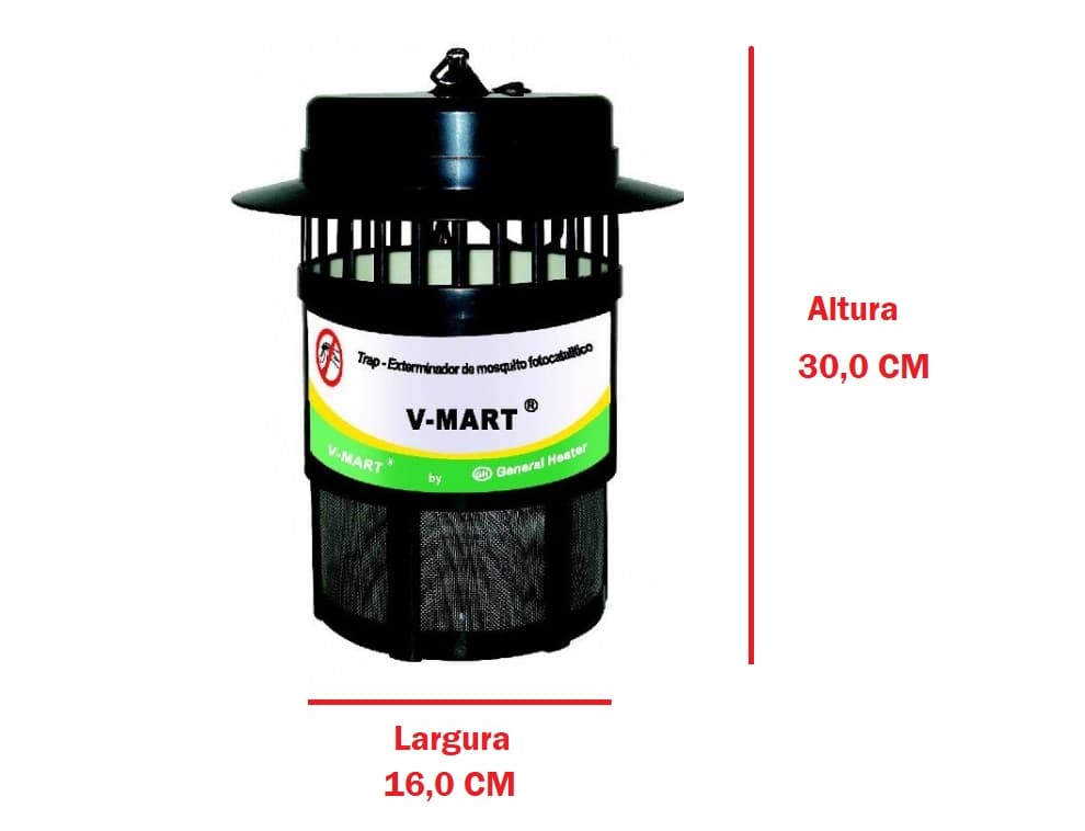 ARMADILHA LUMINOSA MATA MOSQUITO ECOLÓGICA 110V-26W V-MART TRAP MATA INSETOS - LÂMP.00WATTS - PERNILONGO DENGUE E ZIKA - foto 1 de 6