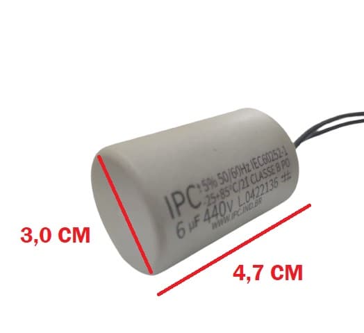 CAPACITOR 006,0UF 2FIOS RD 400/ 440VAC P/VENTILADOR VENTISOL VORTICE CIRCULADOR EXAUSTOR30CM110V - ALISEU DUO SLIM SMART WAVE TERRAL - LATINA - DOMINA - foto 1 de 4