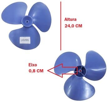 HELICE DE 30CM P/VENTILADOR ARNO 30CM NV-10 NV-12/ NV10 NV12 F-10 3PAS - E08,0MM TRAVA FRONTAL TIPO CRUZETA - ARNO MODELO NV F-10 ANTIGO