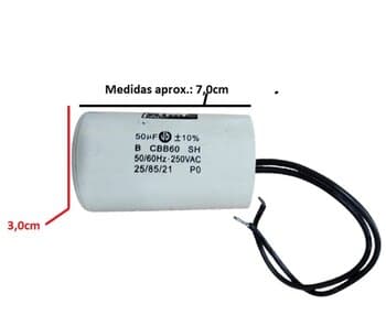 CAPACITOR 050,0UF 2FIOS RD 250VAC - CAPACITOR DE PARTIDA PARA MOTORES ELÉTRICOS EM GERAL