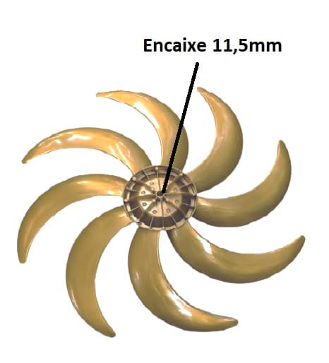 HÉLICE DE 60CM P/VENTILADOR DÔMINA 8PÁS E-11,5MM COR DOURADA - OCTOPUS 60CM - PONTA REDONDA C/TRAVA TRASEIRA - foto 1 de 2