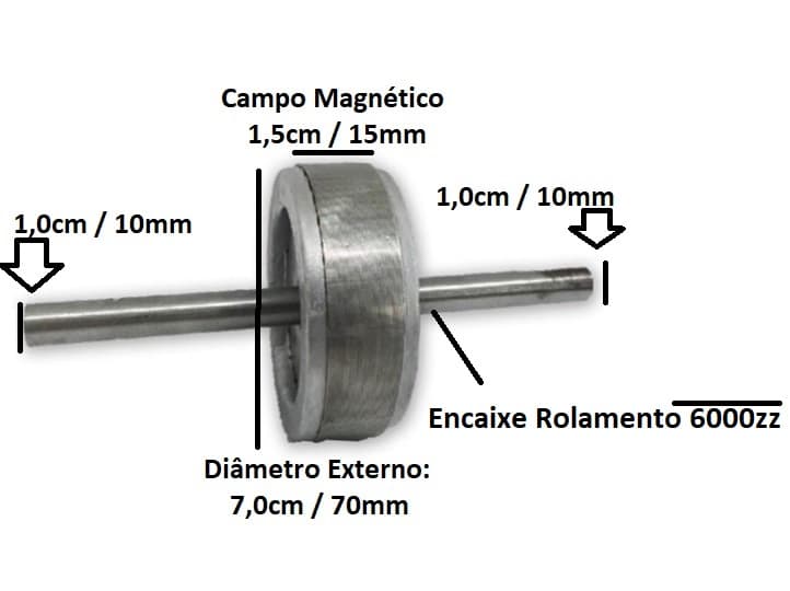 Rotor do Motor P/Ventilador Venti-Delta 50/60cm Premium Bivolts - E10MM "OCO Rosca Interna" Contato-15,0mm Magnético-70mm - Usar C/Rol-6000
