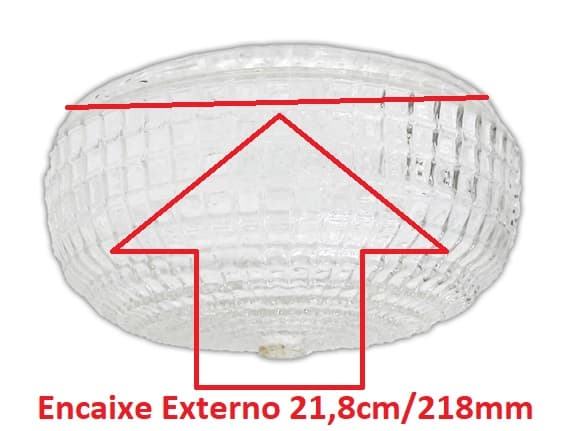 GLOBO CUPULA VIDRO DA LUMINARIA PLAFON MARTAU - VIDRO DECORADO ENCAIXE EXTERNO 21,8CM / 218MM COM FURO CENTRAL P/NIPEL - foto 1 de 2