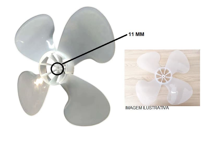 HELICE DE 50CM P/VENTILADOR ARGE MAX BIVOLTS ATUAL 2020 4PAS COR TRANSPARENTE PONTA REDONDA ENCAIXE EM EIXO 11,0MM C/TRAVA TRASEIRA - foto 1 de 2