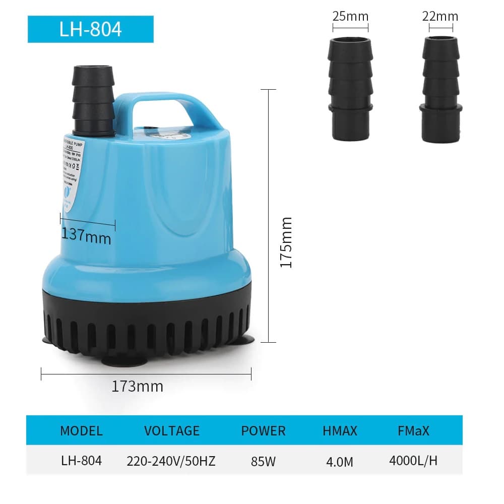 BOMBA DE AGUA 4000LH 220V 85,0W HMAX 4,00MT P/CLIMATIZADOR MWM-M30 ECO BRISA ROTOPLAST-ROTO140/160 - SUBMERSIBLE PUMP LH-804 AC:220/60HZ IPX8