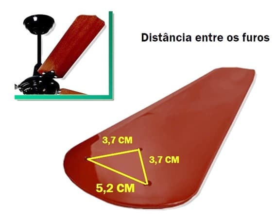 PÁ HÉLICE P/VENTILADOR DE TETO LOREN SID LUMI M3 - PLÁSTICA RETA COR MADEIRA - *VENDA P/UNIDADE - ESP.3,0MM L11,5,0XC40,0CM - foto 1 de 3