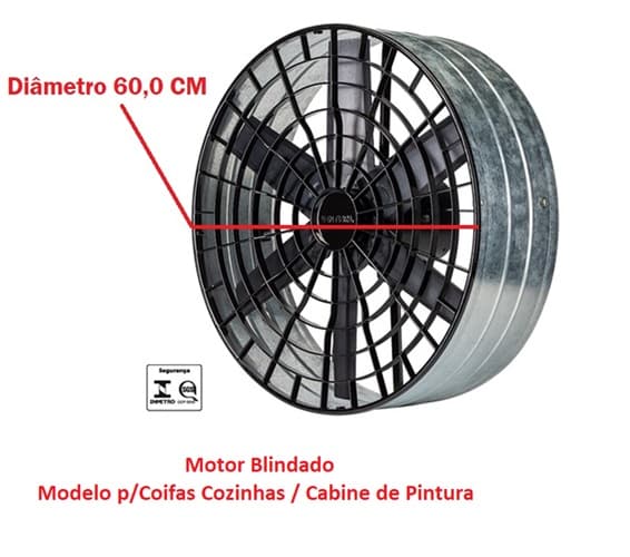EXAUSTOR DE 60CM VENTISOL BLINDADO MF-220V12,0UF P/COIFAS - ALTA VAZÃO-10000M3/H BAIXA ROTAÇÃO-1550RPM 3/5CV - INDUSTRIAL LINHA PESADA - CABINE DE PIN - foto 1 de 6