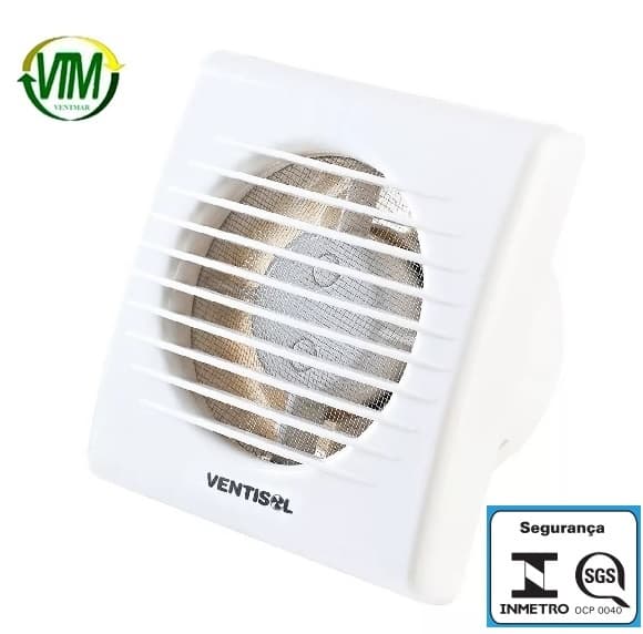 EXAUSTOR DE 10CM P/BANHEIRO RENOVADOR DE AR P/ATÉ 06M2 UN-BIV10W VAZAO-00075M3/H - VENTISOL EXB100 MX AXIAL PREMIUM