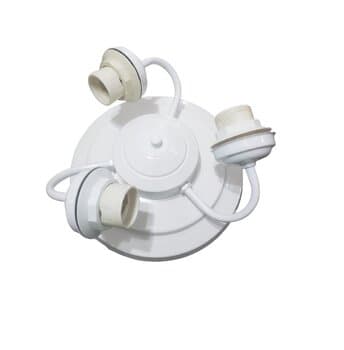 LUMINÁRIA PLAFON P/VENTILADOR DE TETO - MODELO ATHENAS III C/3-SOQUETES P/LÂMPADAS - SUPORTE EM METAL COR BRANCA - SEM TULIPAS