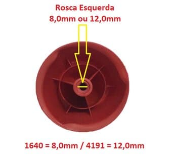PORCA ROSCA ESQUERDA 12,0MM PL DA HÉLICE VENTILADOR VENTISOL POWER 70/ FALCON 60CM - EIXO 12,0MM - BICO VERMELHO ROSCA ESQUERDA 1,20CM