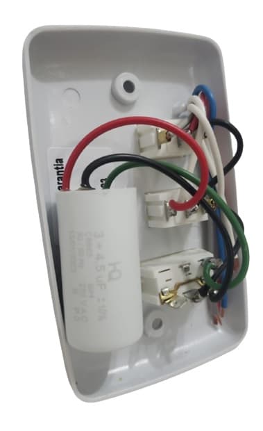 CHAVE P/VENTILADOR DE TETO 3-VEL CAP.07,5UF 3,0+4,5UF - 1 TECLA LUZ - AIR DESIGN LATINA VENTI-DELTA NEW LIGHT-110V - foto 1 de 2