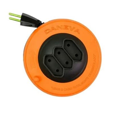 EXTENSãO ELéTRICA 3TOMADAS 2X0,75MM 5METROS ENROLáVEL COR PRETA - CORDãO PARALELO C/PINO PLUG MACHO 10A 2 PINOS 10A X 3TOMADAS - foto 1 de 1