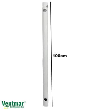 HASTE DE METAL PROLONGADORA P/FIXAR VENTILADOR DE TETO 100CM COR BRANCA - DIÂM.EXT.5/8 SERVE P/ARGE LOREN SID VENTI-DELTA TRON VENTISOL