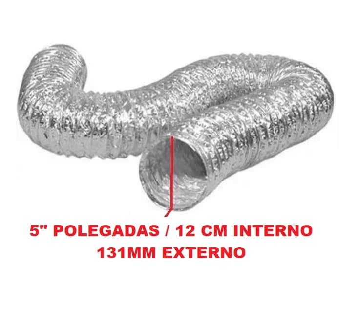 DUTO FLEXÍVEL TUBO DE ALUMÍNIO 12CM/13CM P/EXAUSTORES 131MM -*VENDIDO P/METRO- ALUDEC 6006 P/ATÉ 140C° 05POL"131MM - foto 1 de 3
