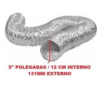 DUTO FLEXÍVEL TUBO DE ALUMÍNIO 12CM/13CM P/EXAUSTORES 131MM -*VENDIDO P/METRO- ALUDEC 6006 P/ATÉ 140C° 05POL"131MM
