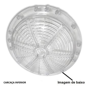 Carcaça Inferior do Motor P/Ventilador Venti-Delta Lunik Magnífico Efyx Hub Nauta - Plástica cor Cristal - P/Modelos de 2Pás / 3pás ou 4Pás