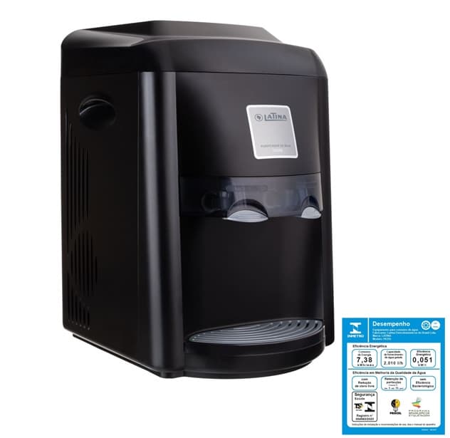 FILTRO PURIFICADOR DE AGUA REFRIGERADO LATINA PA355 PRETO SEMI-BRILHO 220V/60HZ - C/COMPRESSOR + MAIOR EFICIENCIA - CAPACIDADE 4LITROS - foto 1 de 3