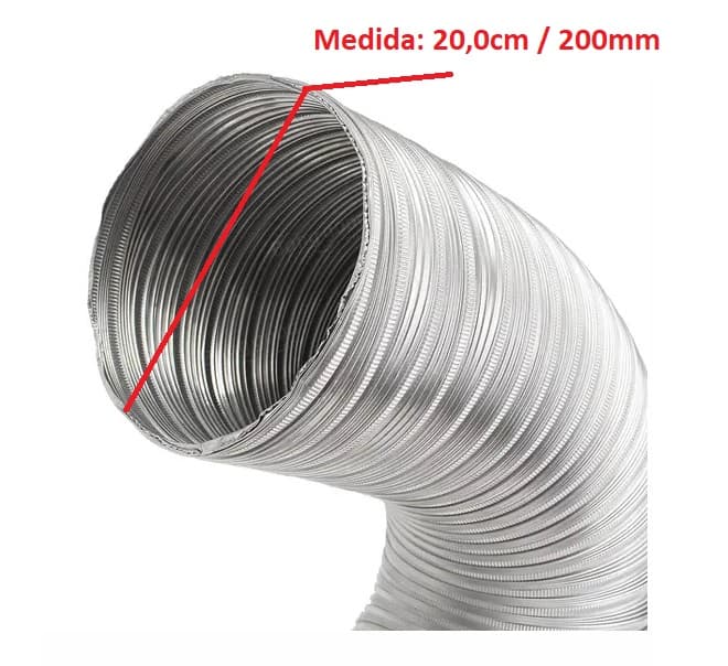 DUTO FLEXIVEL TUBO DE ALUMINIO 20CM P/EXAUSTORES CHAMINÉS 200MM -PACOTE C/03MT- SEMIDEC P/ATE 250C° 07POL"203MM - foto 1 de 3