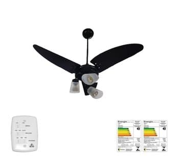 VENTILADOR DE TETO VENTI-DELTA ATHENAS3 127V10,0UF COR PRETA 3PáS MD IRIS TABACO LUMINáRIA P/3LUZ C/3TULIPAS PL PATA LISA- CHAVE 3VELOCIDADES