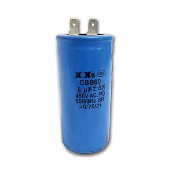 CAPACITOR 008,0UF 2T RD 450VAC - P/CLIMATIZADOR MEGA BRISA MB70 220V - C/2-TERMINAL CONECTORES F. FASTON 4 UTILIZA-SE EM CLIMATIZADOR MEGA BRISA MB7