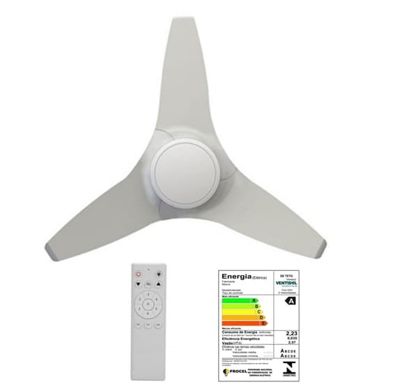 VENTILADOR DE TETO VENTISOL FLOW LED-20W INVERTER BIV110V-220V 30W BRANCO 3PAS PL CONTROLE REMOTO TOTAL - SILENCIOSO - foto 1 de 4