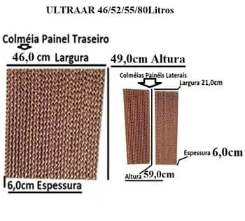 COLMEIA P/CLIMATIZADOR - E05,0X L45,0 X A/C048,0CM 1-TRAS + 2-LAT ESP.06,0X L21,0 X A/C59,0CM - KIT ULTRAAR ULTRA46/52/55LT 80LT PLUS - PAINEL EVAP