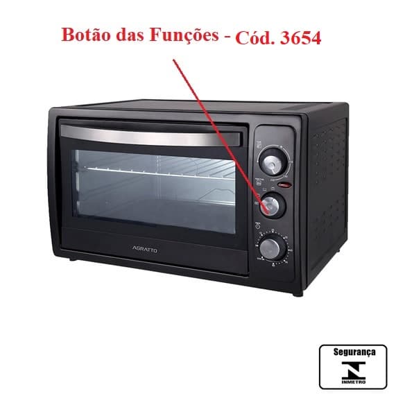 BOTÃO KNOB FUNÇÃO FORNO FE50-01/02 110V/220V VENTISOL AGRATTO - *VENDIDO P/UNIDADE - foto 1 de 2