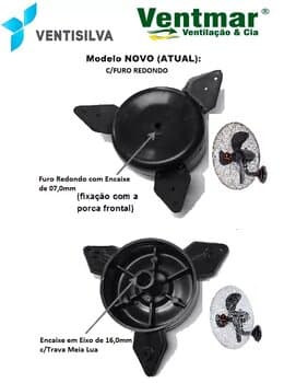 CENTRO DE HELICE VENTILADOR VENTISILVA 65CM ATUAL PRETO - BICO POLIA FURO REDONDO