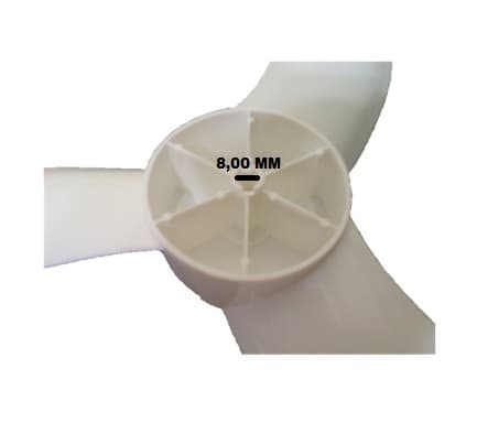 HELICE DE 40CM P/VENTILADOR VENTISOL 40CM EIXO 08,0MM NOTOS BRANCO (PORCA NA PONTA) HELICE INTEIRICA DE 03 ORELHAS. - foto 1 de 2