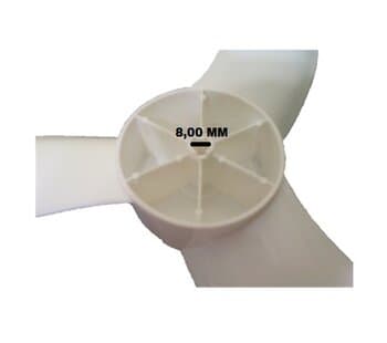 HELICE DE 40CM P/VENTILADOR VENTISOL 40CM EIXO 08,0MM NOTOS BRANCO (PORCA NA PONTA) HELICE INTEIRICA DE 03 ORELHAS.